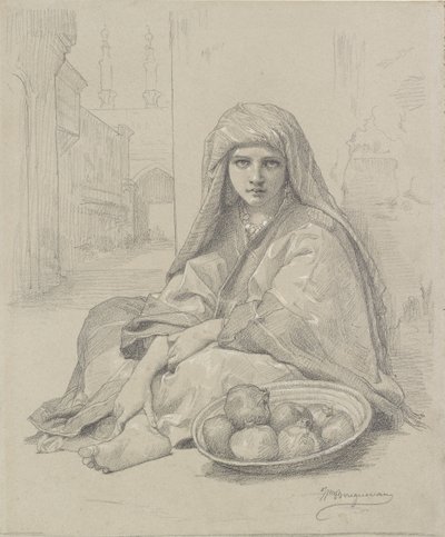 Jeune fille nord-africaine vendant des grenades, fin XIXe siècle - William Adolphe Bouguereau
