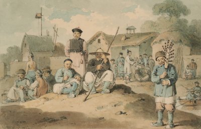 Un groupe de Chinois sur une rivière regardant passer l