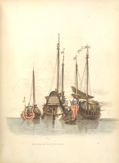 Trois navires au mouillage - William Alexander