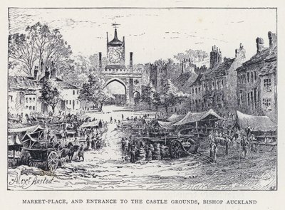 Place du Marché et Entrée des Jardins du Château, Bishop Auckland - William Alexander Ansted