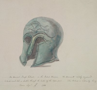 Ancien casque en laiton du British Museum, Holborn, Londres, 1784 - William Angus