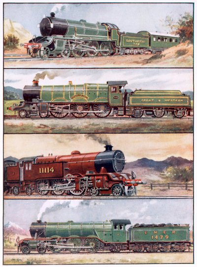 Les lévriers monstres des rails (lithographie couleur) - William B. Robinson