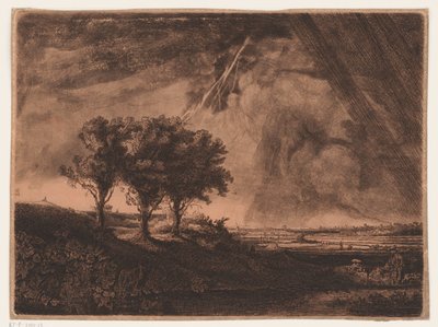 Trois arbres avec éclair - William Baillie