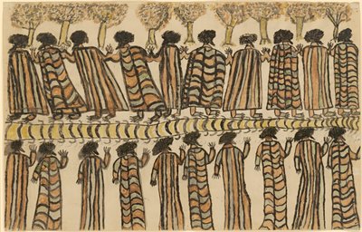 Figures en manteaux de peau de possum - William Barak