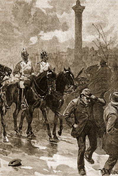 Bloody Sunday : Les gardes à cheval tenant Trafalgar Square, 1887, illustration de 