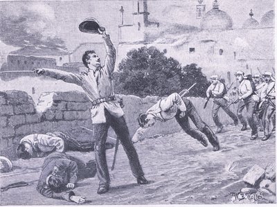 Prise du pont Charbagu, Lucknow, 25 septembre 1857, illustration de British Battles on Land and Sea, 1915 - William Barnes Wollen