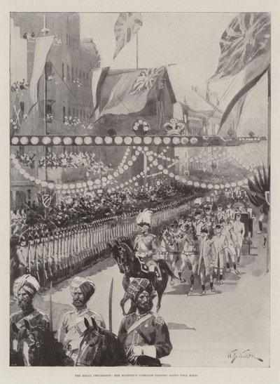 La procession royale, le carrosse de Sa Majesté passant le long de Pall Mall - William Barnes Wollen