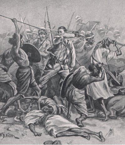 La place à Abu-Klea, 17 janvier 1885, illustration de British Battles on Land and Sea, 1915 - William Barnes Wollen