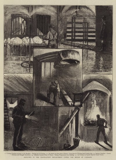 Croquis dans le Département de Ventilation sous la Chambre des Communes - William Bazett Murray