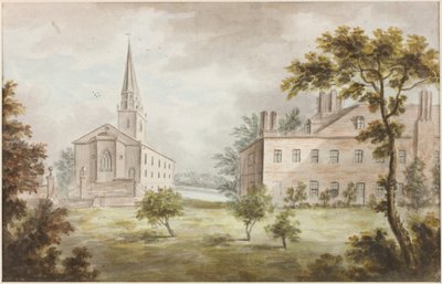 Église et maison dans le paysage - William Beilby