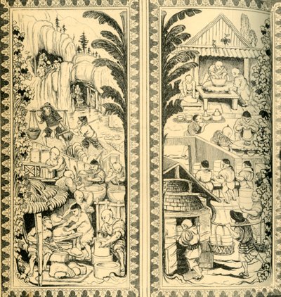 Potiers chinois au travail, dessin pour vitrail, vers 1870, 1881 - William Bell Scott