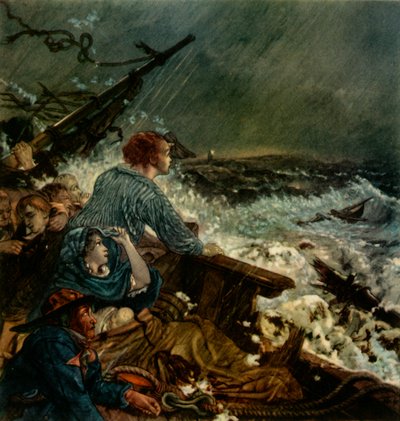 Grace Darling et son père sauvant l