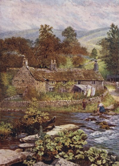 Vieux cottage sur la Wye, Monsal Dale - William Biscombe Gardner