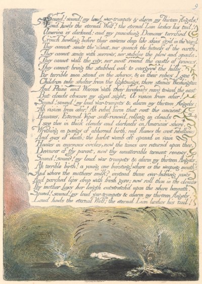 Amérique. Une Prophétie, Planche 11, Sonnez! Sonnez! Mes Trompettes de Guerre.... - William Blake