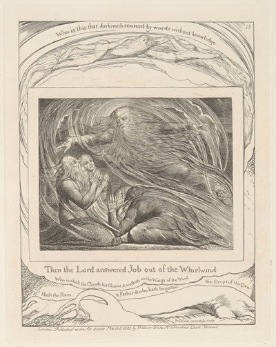 Livre de Job, Planche 13, Le Seigneur répondant à Job depuis le tourbillon - William Blake