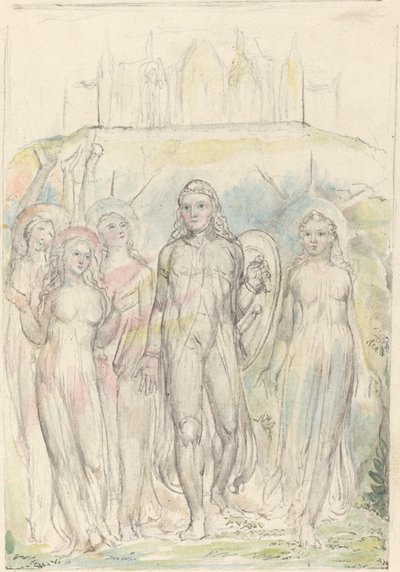 Chrétien avec le bouclier de la foi, prenant congé de ses compagnons - William Blake