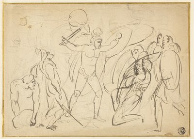 Combat classique (recto); Esquisse de nu masculin (verso) - William Blake