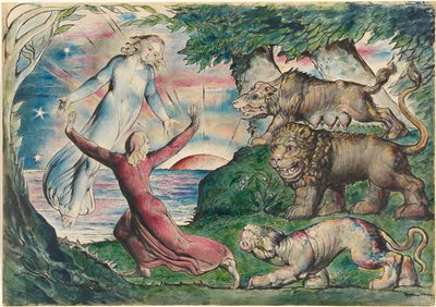 Dante fuyant les trois bêtes - William Blake