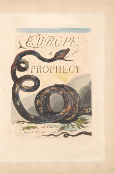 Europe. Une Prophétie, Planche 2, Page de Titre - William Blake