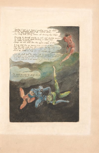Europe. Une prophétie, Planche 4, À contrecœur je lève les yeux (Bentley 5) - William Blake