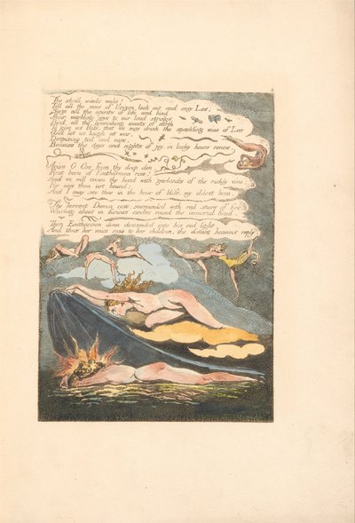 Europe. Une Prophétie, Planche 6, Les vents aigus réveillent . . . .  (Bentley 7) - William Blake