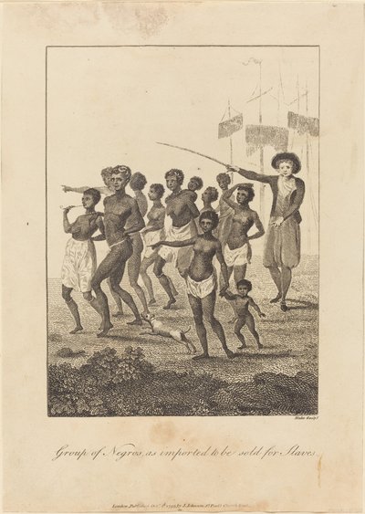Groupe de personnes noires, importées pour être vendues comme esclaves - William Blake