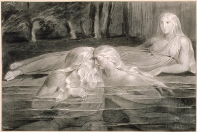 Har et Heva se baignant, Mnetha regardant, vers 1785-89 - William Blake