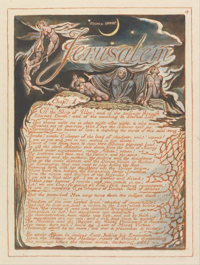 Jérusalem, Planche 4, Jérusalem, Chapitre 1.... - William Blake