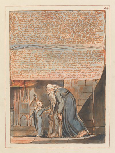 Jérusalem, Planche 84, Les hauteurs de Highgate et Hampstead.... - William Blake