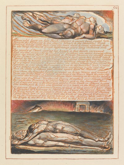 Jérusalem, Planche 94, Albion froid repose sur son rocher.... - William Blake