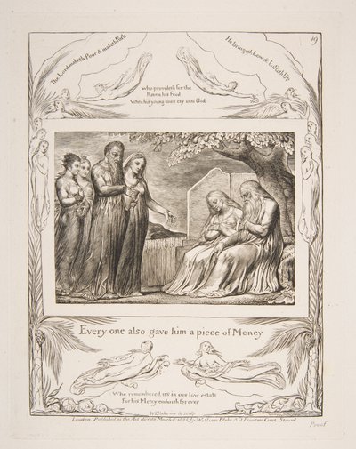 Job acceptant la charité, des Illustrations du Livre de Job, 1825-26 - William Blake