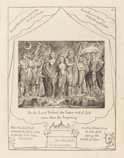Job et sa femme restaurés à la prospérité - William Blake