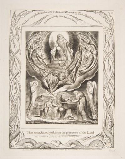 Satan sortant de la présence du Seigneur, des Illustrations du Livre de Job, 1825-26 - William Blake