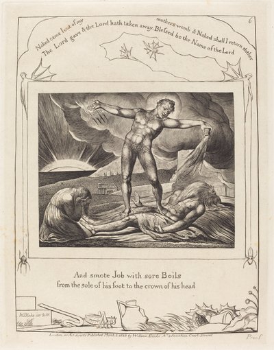 Satan frappant Job avec des furoncles, 1825 - William Blake