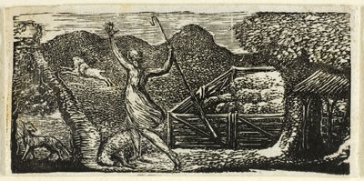 Le berger chasse le loup, des Pastorales de Virgile - William Blake