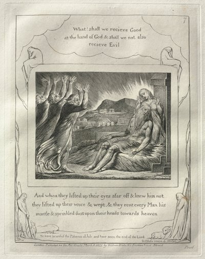 Le Livre de Job : N° 7, Et quand ils levèrent les yeux de loin et ne le reconnurent pas, ils élevèrent leurs voix et pleurèrent - William Blake