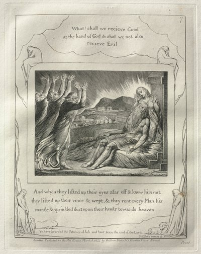 Le Livre de Job : No. 7, Et quand ils levèrent les yeux de loin et ne le reconnurent pas..., 1825 - William Blake