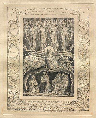 Le Livre de Job : Pl. 14, Quand les Étoiles du matin chantaient ensemble, et tous les Fils de Dieu poussaient des cris de joie - William Blake