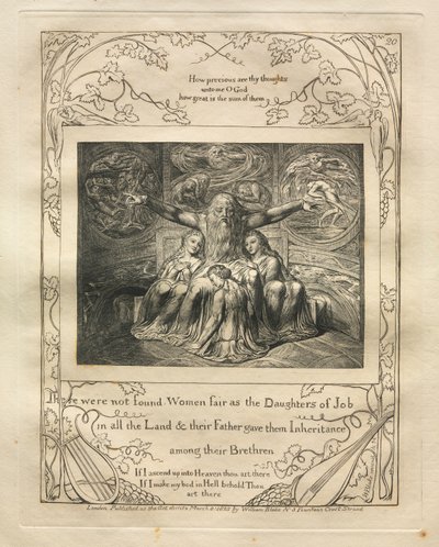 Le Livre de Job : Pl. 20, Il ne se trouva pas de Femmes aussi belles que les Filles de Job dans tout le Pays - William Blake