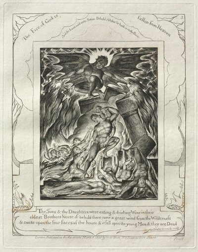 Le Livre de Job : Pl. 3, Tes fils et tes filles mangeaient et buvaient du vin..., 1825 - William Blake