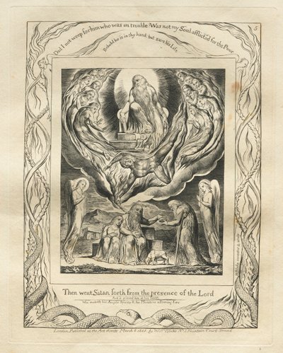 Le Livre de Job : Pl. 5, Alors Satan sortit de la présence du Seigneur - William Blake