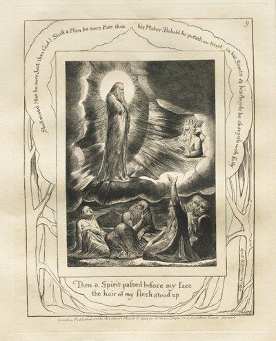 Le Livre de Job : Pl. 9, Alors un esprit passa devant mon visage, les poils de ma chair se dressèrent, 1825 - William Blake