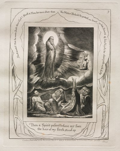 Le Livre de Job : Pl. 9, Alors un Esprit passa devant mon visage, les poils de ma chair se dressèrent, 1825 - William Blake