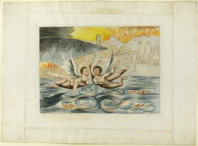 Le cercle des fonctionnaires corrompus ; les diables se battant entre eux. Enfer, chant XXII. - William Blake
