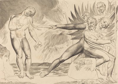 Le cercle des fonctionnaires corrompus, les diables tourmentant Ciampolo - William Blake