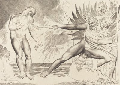Le cercle des fonctionnaires corrompus, les diables tourmentant Ciampolo - William Blake