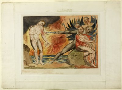 Le cercle des fonctionnaires corrompus ; les diables tourmentant Ciampolo. Enfer, chant XXII - William Blake