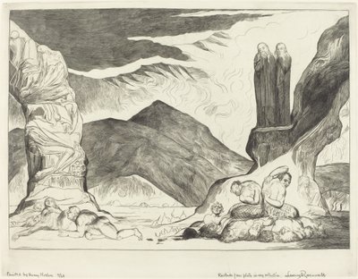 Le cercle des falsificateurs, Dante et Virgile se couvrant le nez à cause de la puanteur - William Blake
