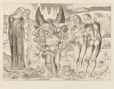 Le Cercle des Voleurs; Agnolo Brunelleschi Attaqué par un Serpent à Six Pattes - William Blake