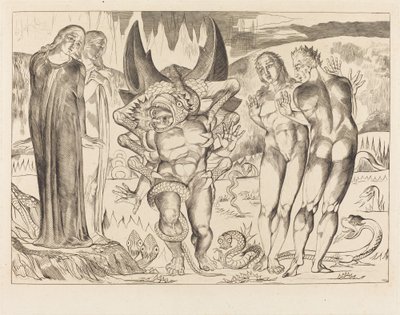 Le Cercle des Voleurs; Agnolo Brunelleschi Attaqué par un Serpent à Six Pattes - William Blake